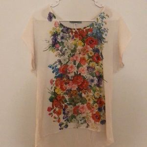 Pleione Short Sleeve Flowy Floral Top